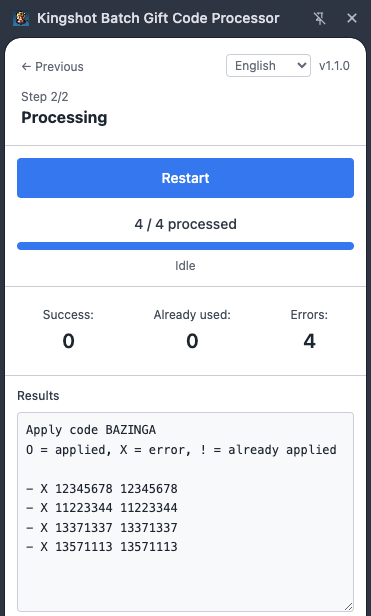 Step 2 - Processing results